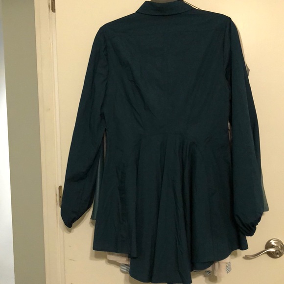 NWT. Free People Button Down. Sm. Dark Teal/Green - Picture 5 of 8